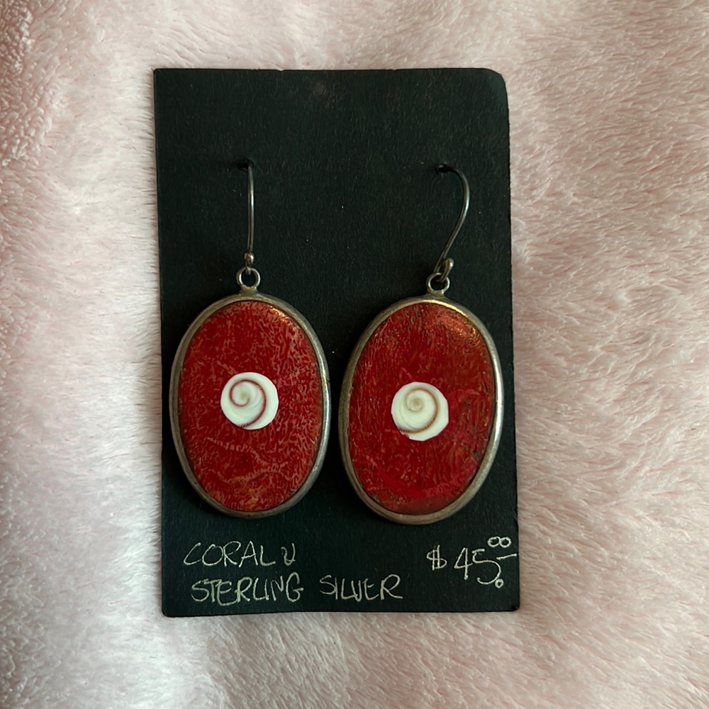Red coral earrings